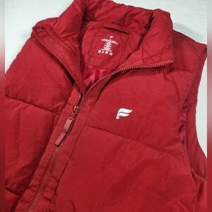 Fabletics Red Puffer Vest Men’s Large Full Zip Stand-Up Collar Casual Mid-Length